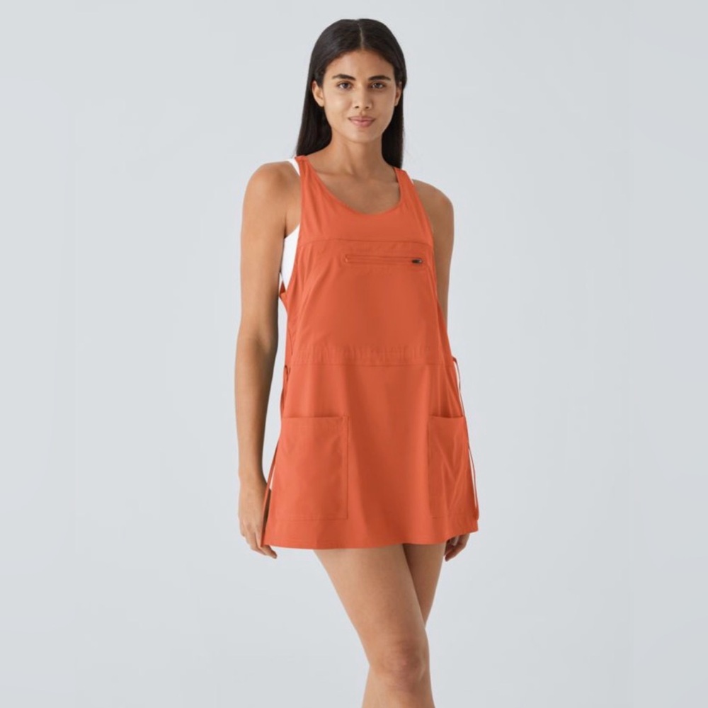 HALARA Orange Pocket Pinafore Dress